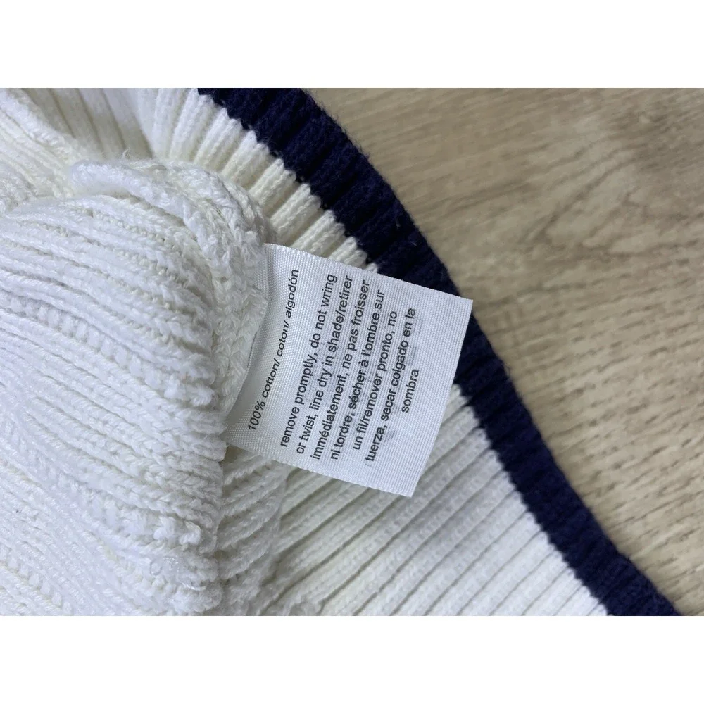 Tommy Hilfiger Sweater Womens Med White Cable Knit Cotton Classic Preppy‎ Tennis